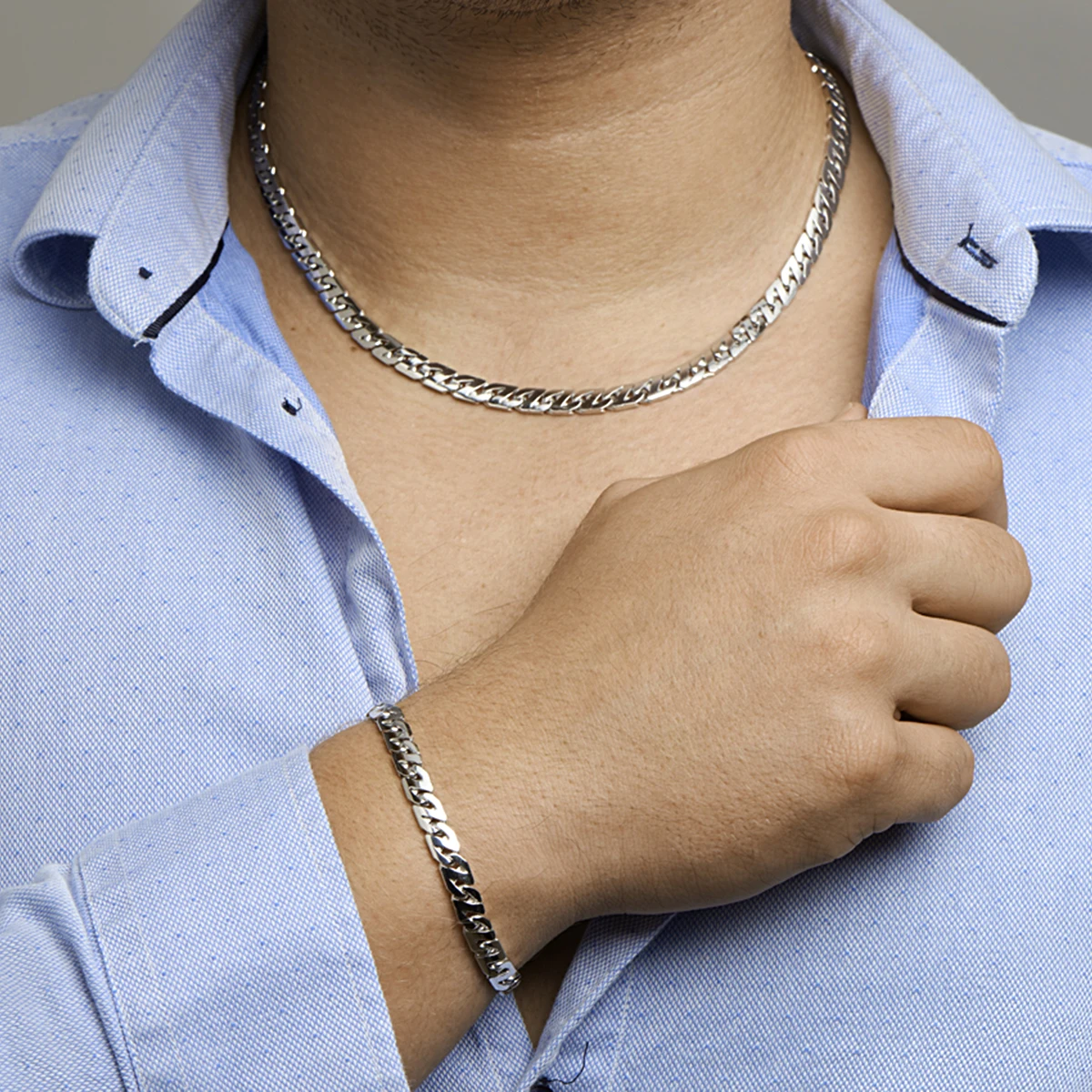 armband gourmette 6,6 mm zilver gerhodineerd