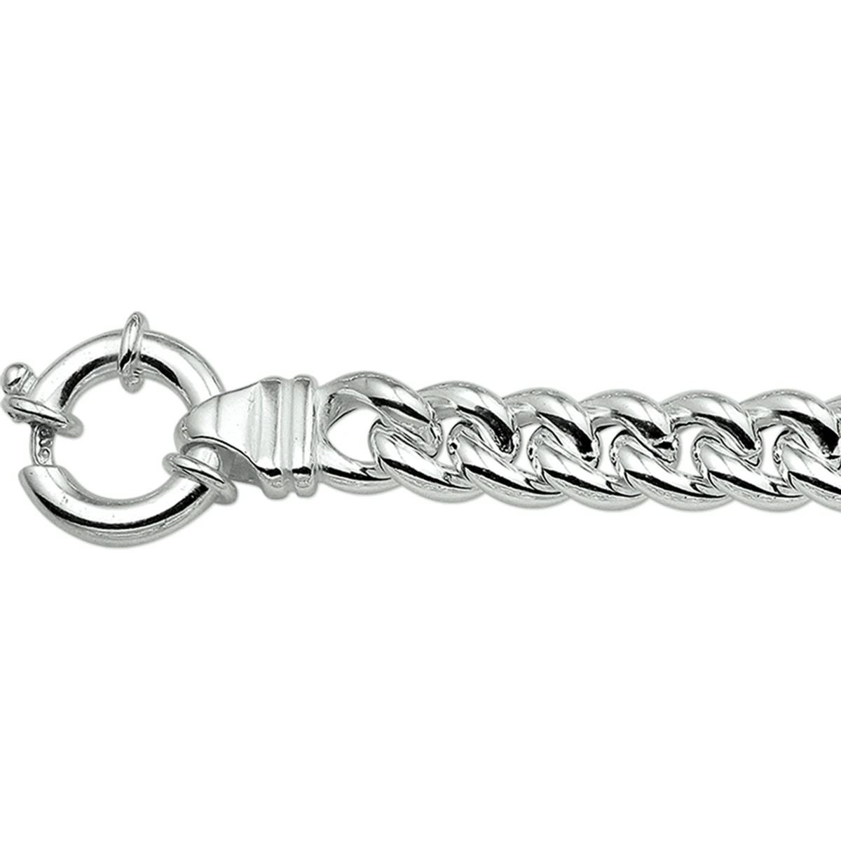 armband gourmette 7 mm 19 cm met groot veerslot zilver wit