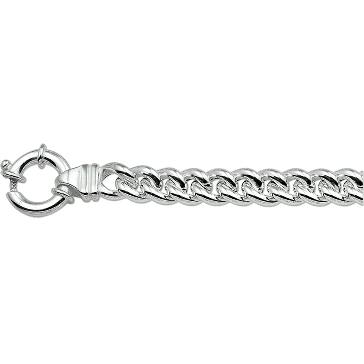 armband gourmette 7 mm 19 cm met groot veerslot zilver wit