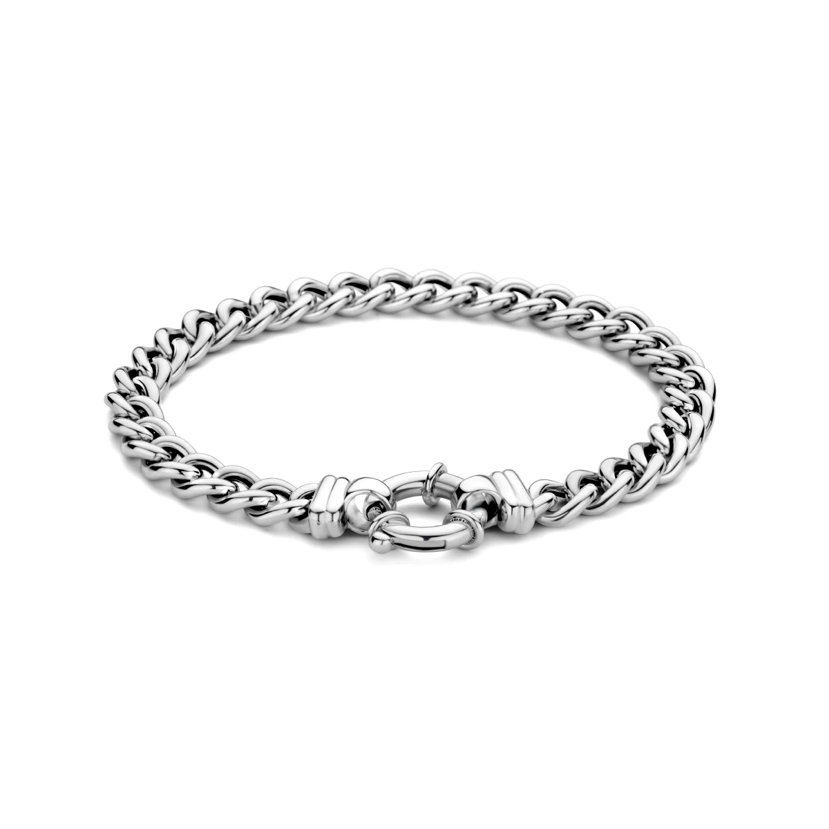 armband gourmette 7,0 mm 19 cm met groot veerslot zilver gerhodineerd