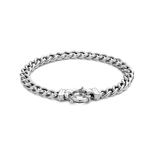 armband gourmette 7,0 mm 19 cm met groot veerslot zilver gerhodineerd