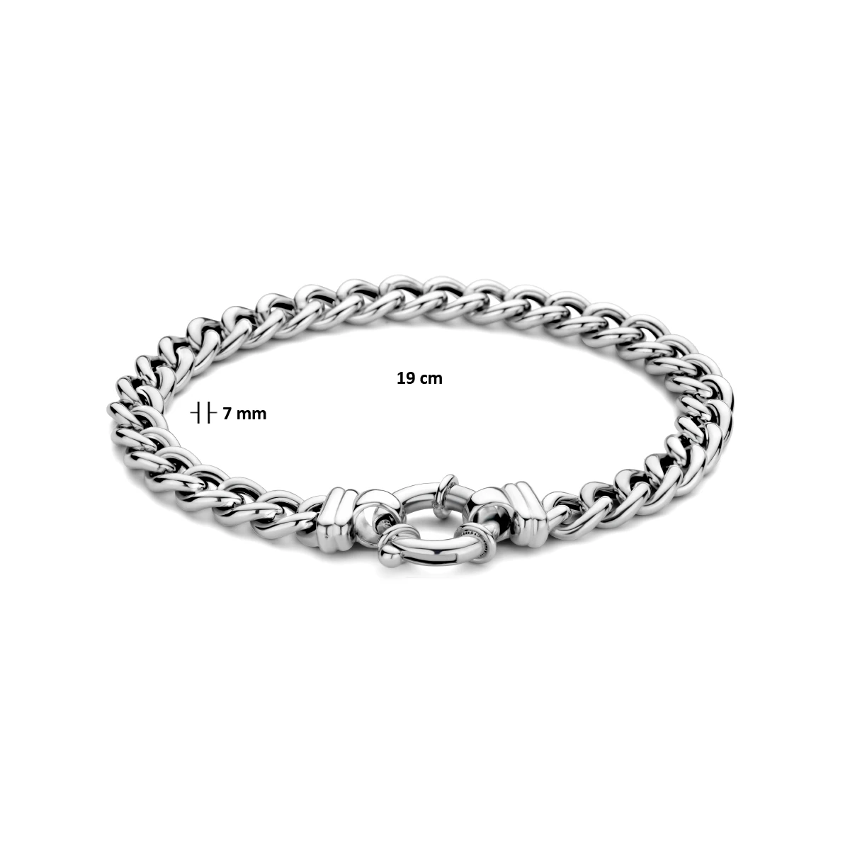 armband gourmette 7,0 mm 19 cm met groot veerslot zilver gerhodineerd