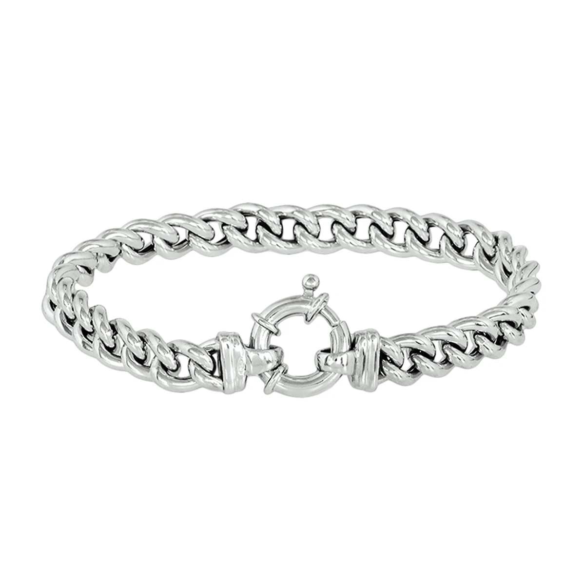 armband gourmette 7,5 mm 19 cm met groot veerslot zilver gerhodineerd
