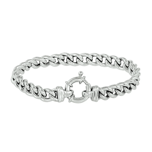 armband gourmette 7,5 mm 19 cm met groot veerslot zilver gerhodineerd