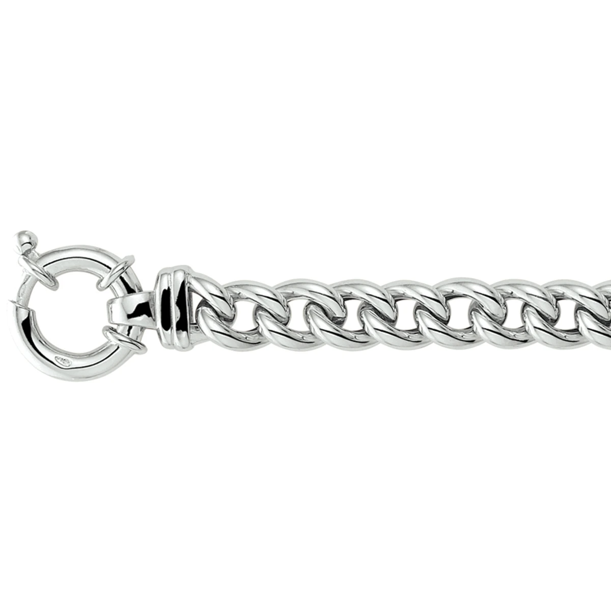 armband gourmette 7,5 mm 19 cm met groot veerslot zilver gerhodineerd