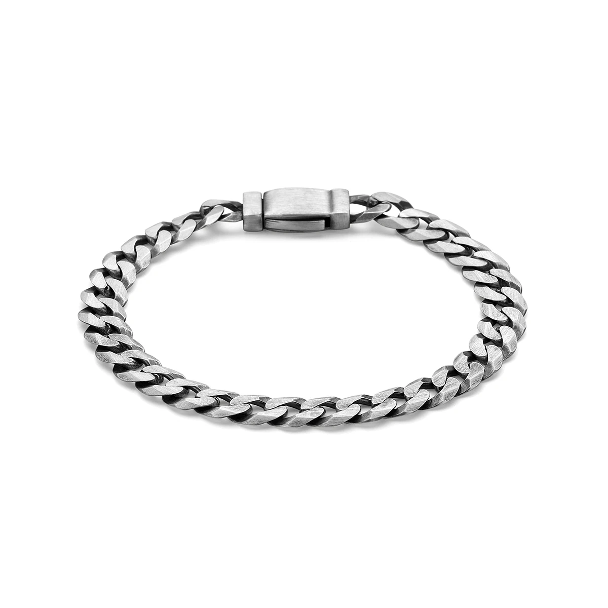 armband gourmette 8 zijdes geslepen 8,2 mm zilver geoxideerd