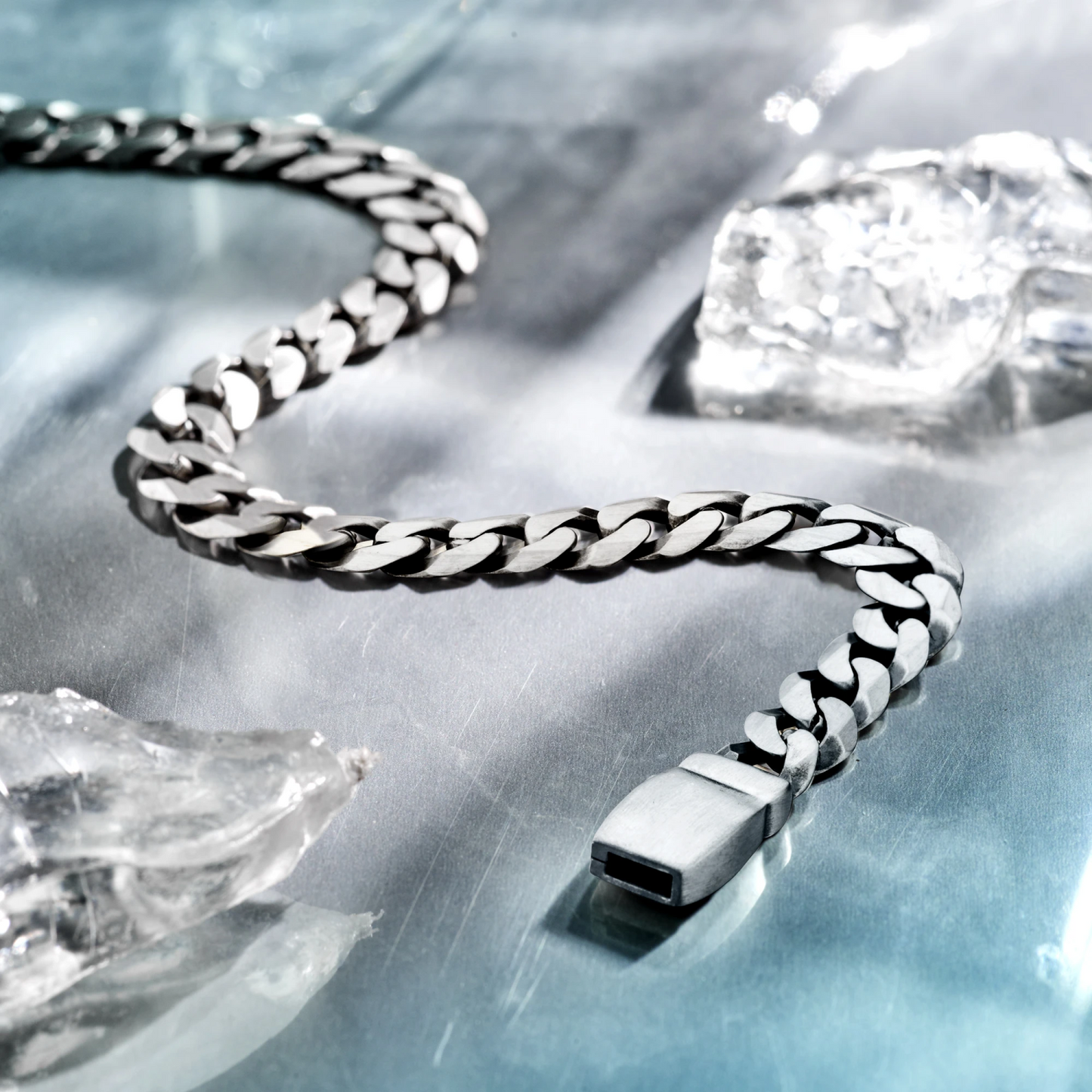 armband gourmette 8 zijdes geslepen 8,2 mm zilver geoxideerd