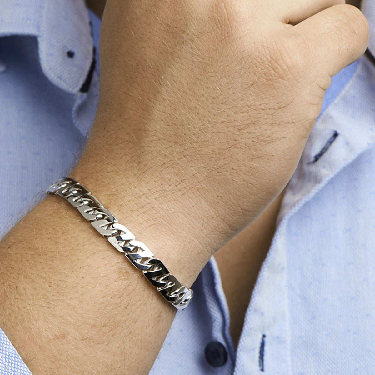 armband gourmette 8,2 mm zilver gerhodineerd