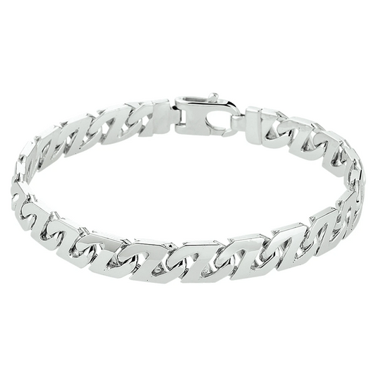 armband gourmette 8,2 mm zilver gerhodineerd