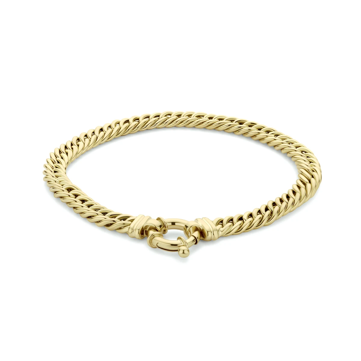 armband gourmette groot veerslot 5,8 mm 17 cm 14K geelgoud