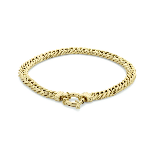 armband gourmette groot veerslot 5,8 mm 17 cm 14K geelgoud