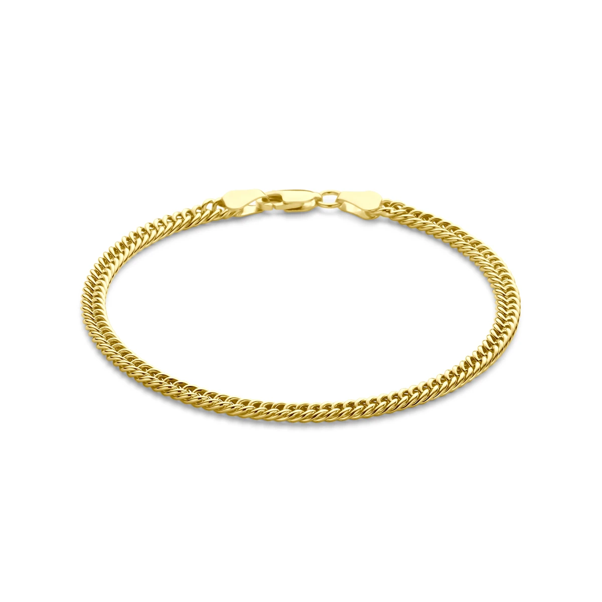 armband gourmette massief 3,8 mm 19 cm silgold (geel met zilverkern)
