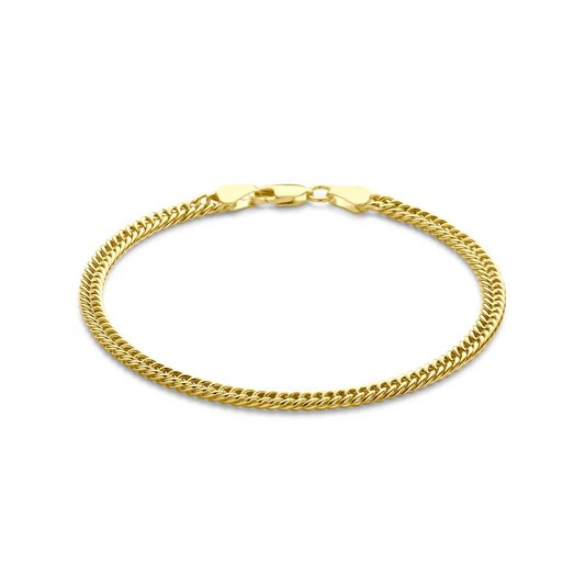 armband gourmette massief 3,8 mm 19 cm silgold (geel met zilverkern)