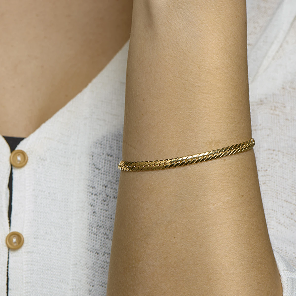 armband gourmette massief 4,7 mm 19 cm silgold (geel met zilverkern)