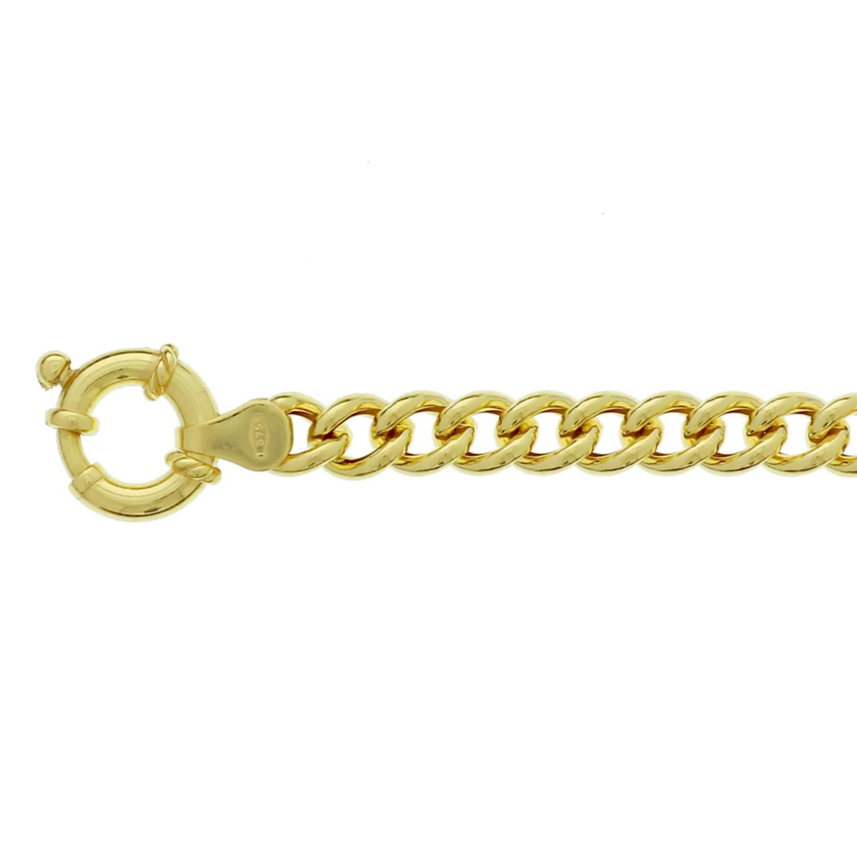 armband gourmette massief 5,5 mm 18,5 cm met groot veerslot silgold (geel met zilverkern)