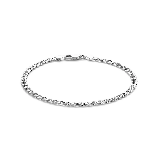 armband anker 3,8 mm 21 cm zilver wit