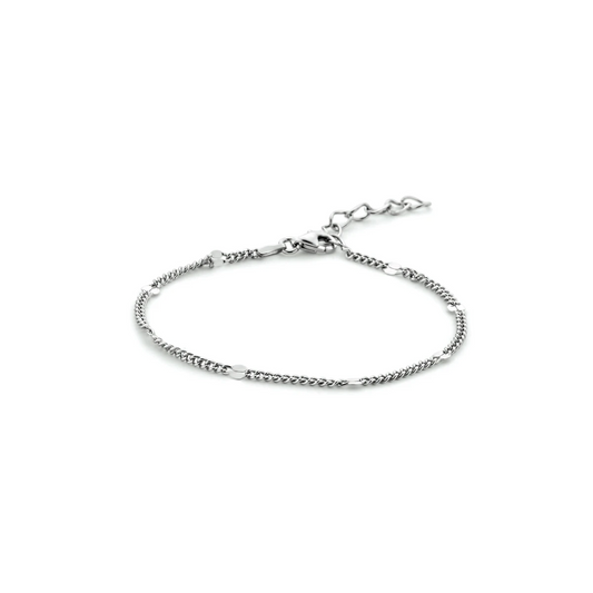 armband gourmette met tussenstuk 3,0 mm 16 + 3 cm zilver gerhodineerd