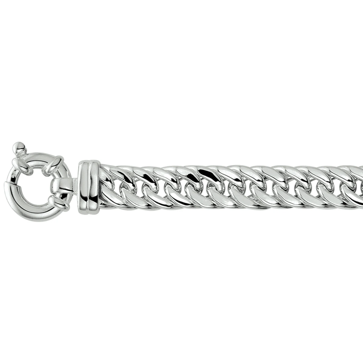 armband gourmette plat 10 mm 19 cm met groot veerslot zilver gerhodineerd