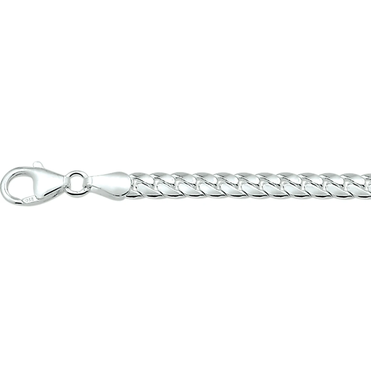 armband gourmette plat (bol) 5,3 mm zilver wit