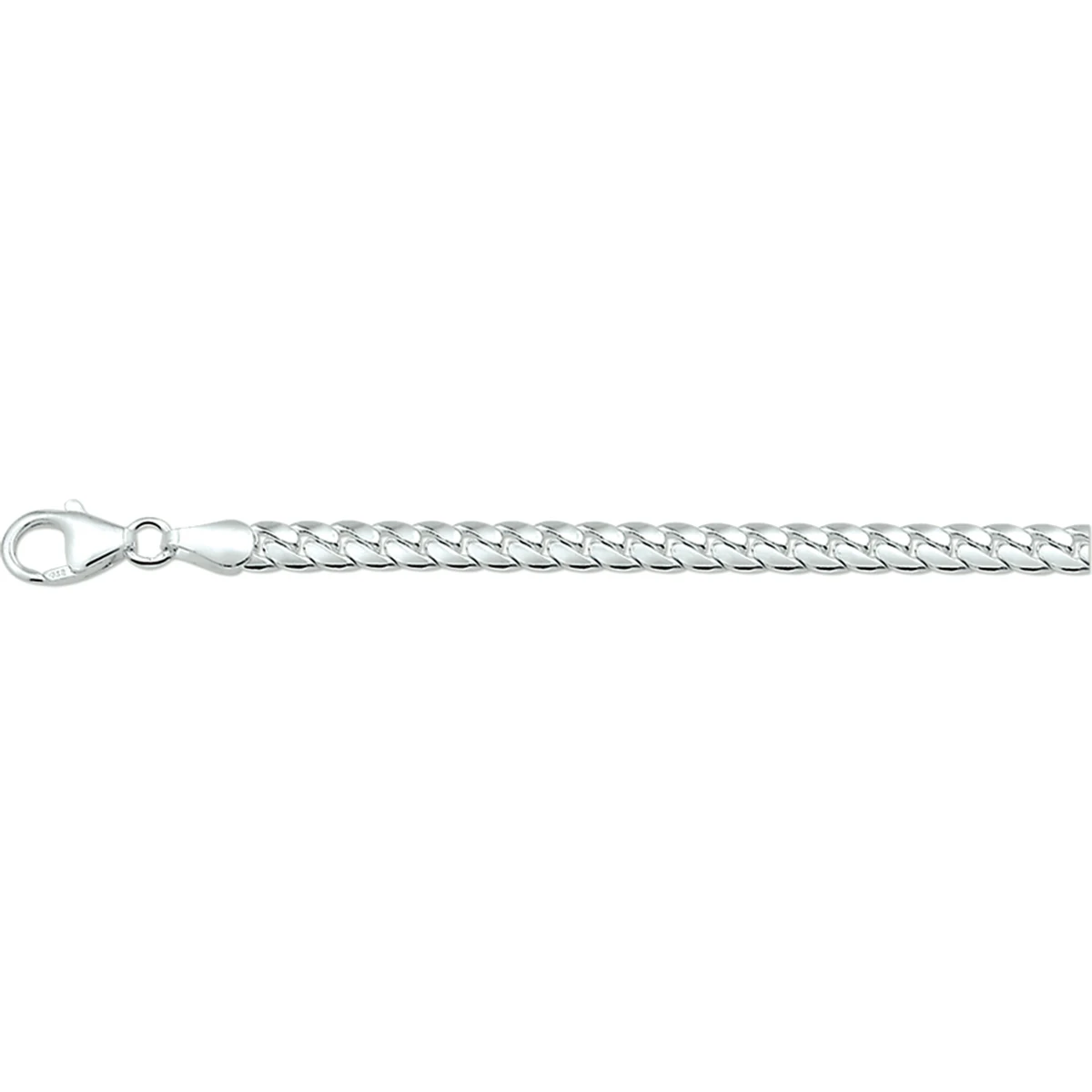 armband gourmette plat (bol) 5,3 mm zilver wit