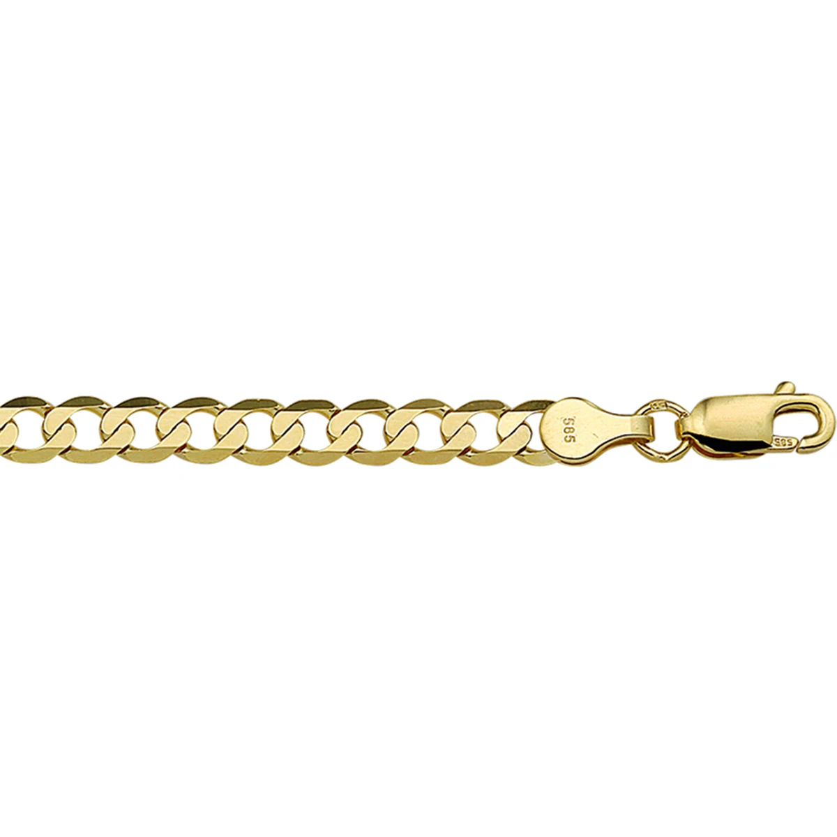 gourmette wijd 6 zijdes geslepen 4,8 mm massief 14K geelgoud