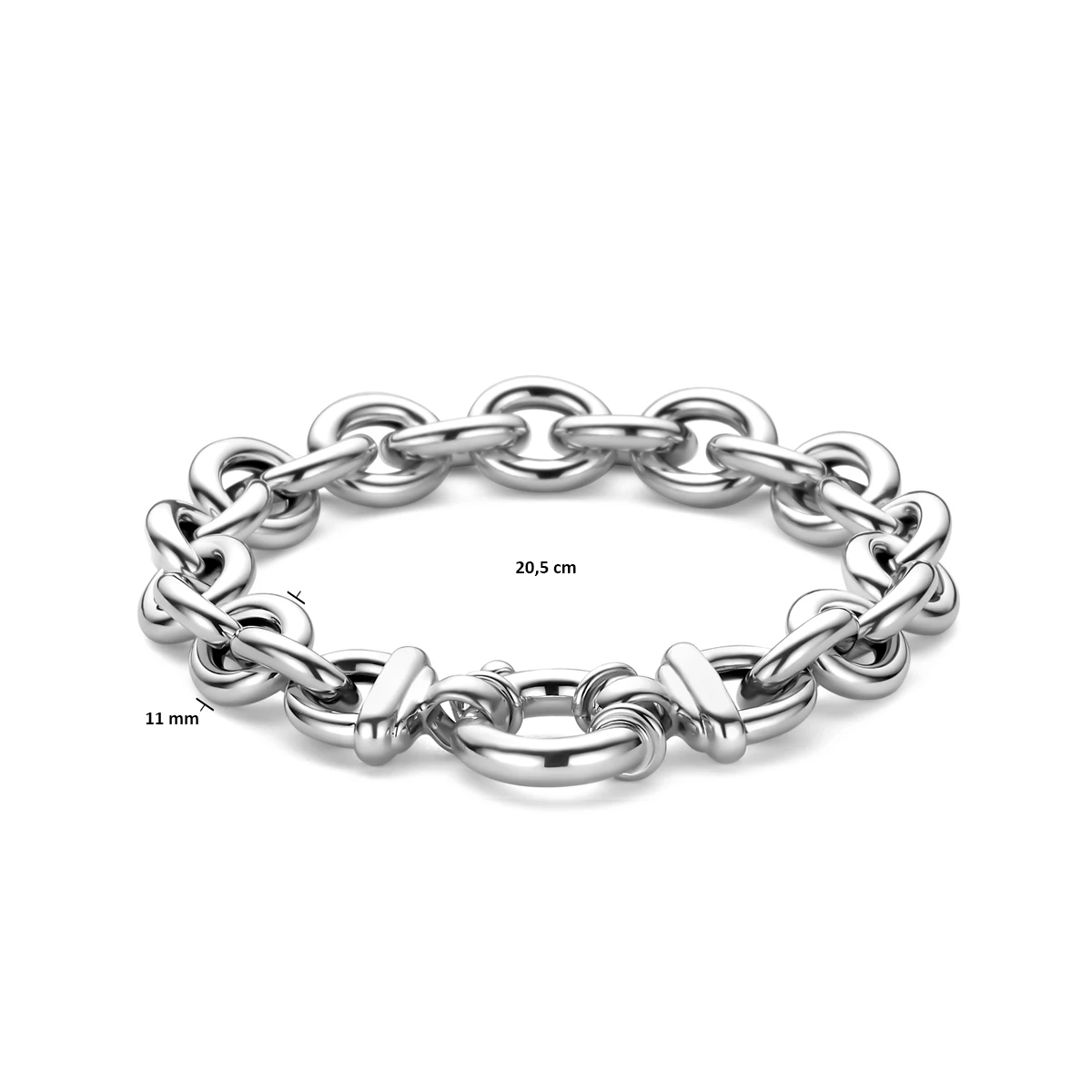 armband groot slot 11 mm 20,5 cm zilver gerhodineerd