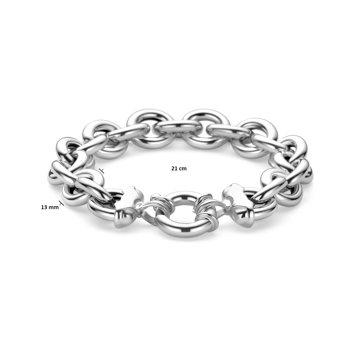 armband groot slot 13 mm 21 cm zilver gerhodineerd