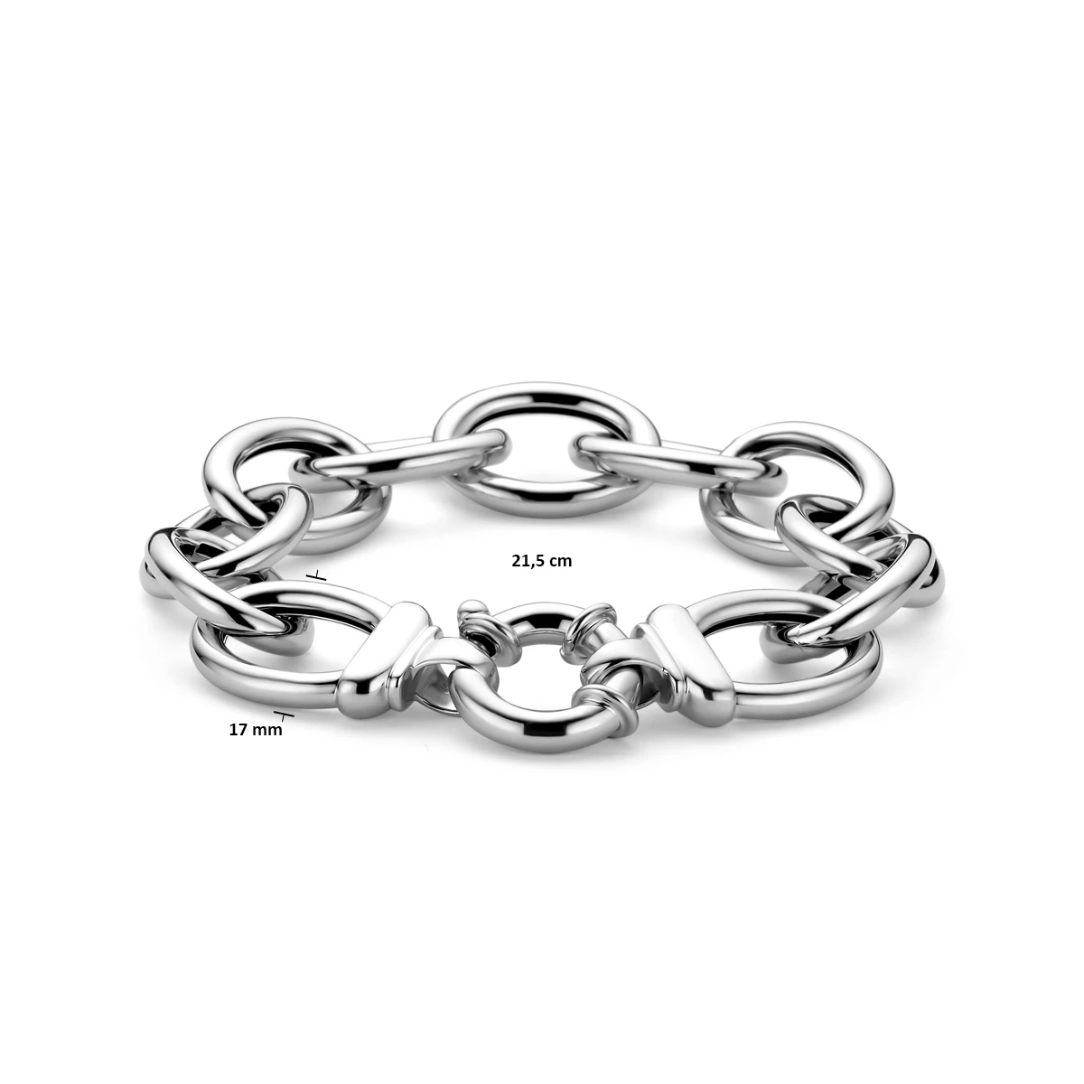 armband groot slot 17 mm 21,5 cm zilver gerhodineerd