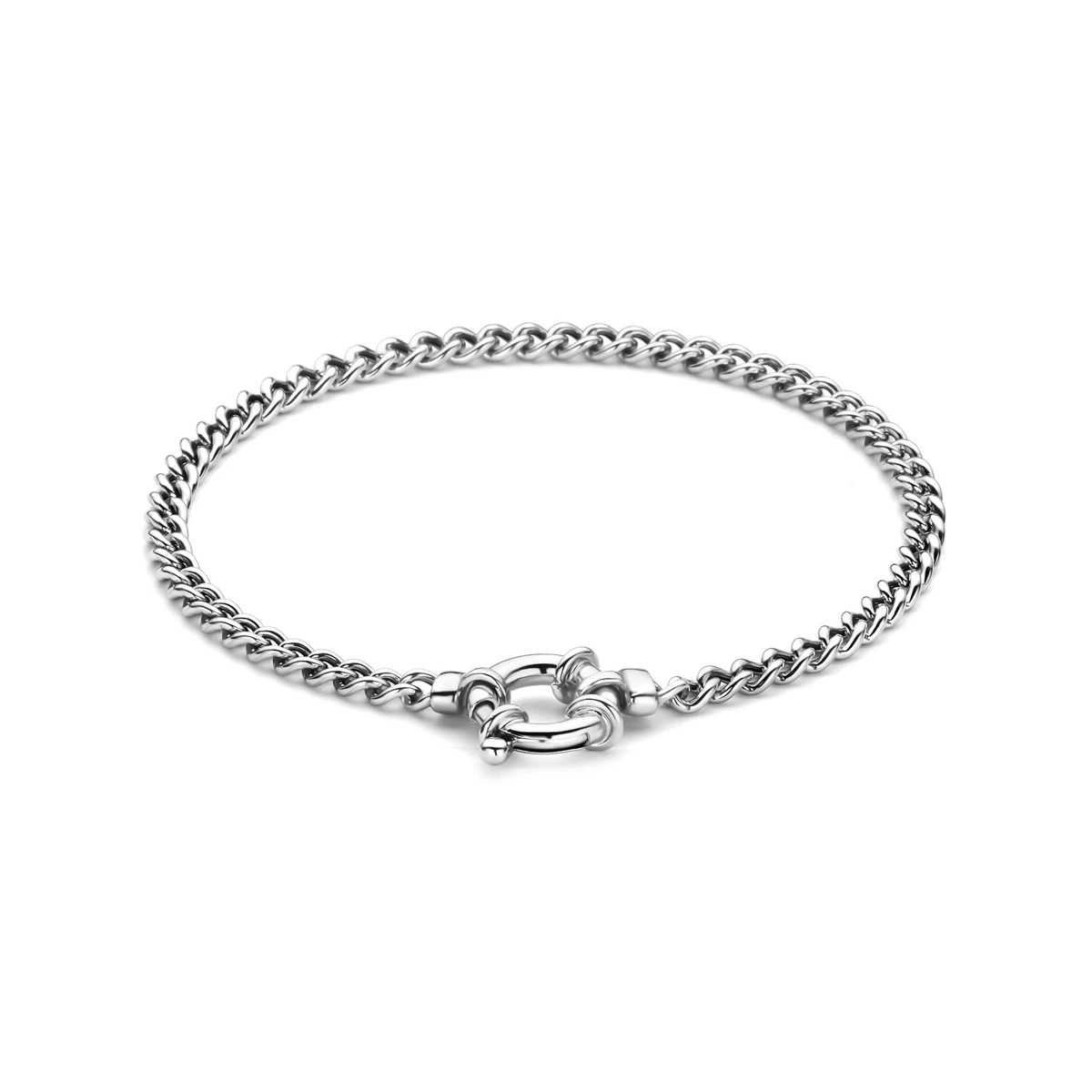 armband groot veerslot 3,7 mm 19 cm zilver gerhodineerd