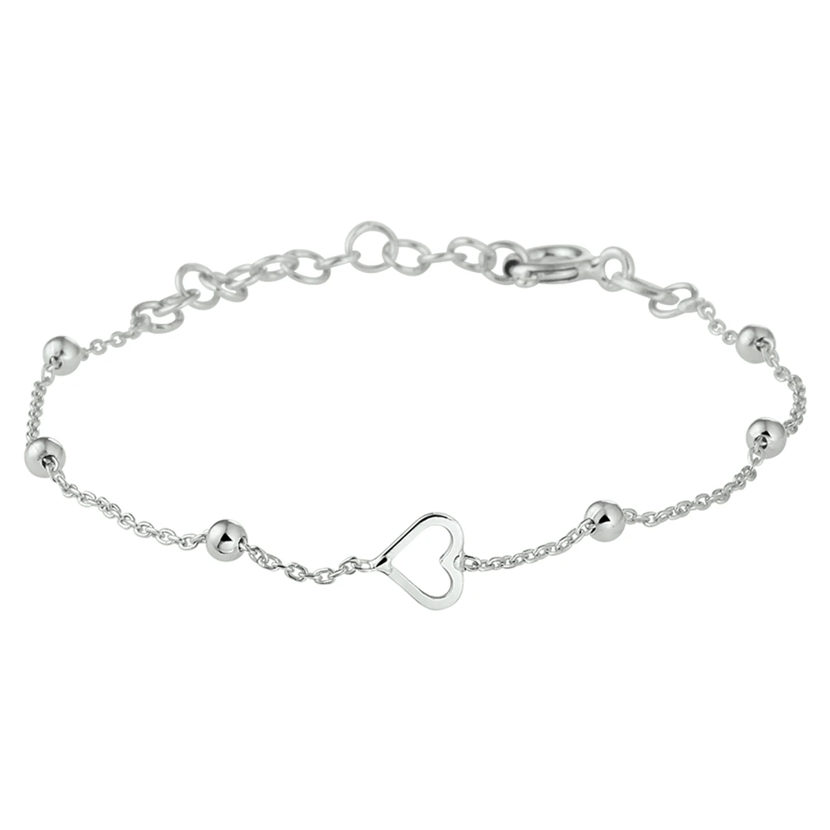 armband hart 11 + 2 cm zilver gerhodineerd