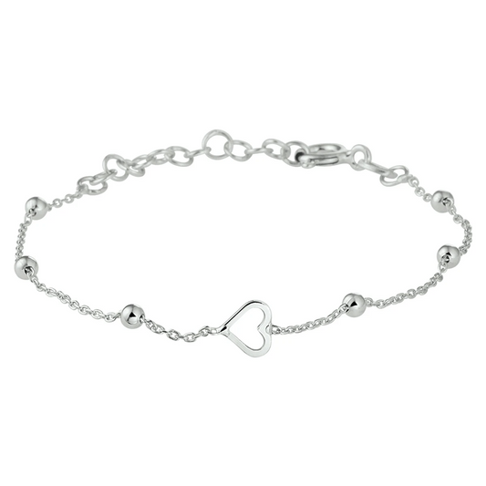 armband hart 11 + 2 cm zilver gerhodineerd