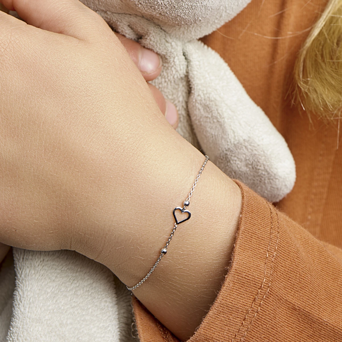 armband hart 11 + 2 cm zilver gerhodineerd