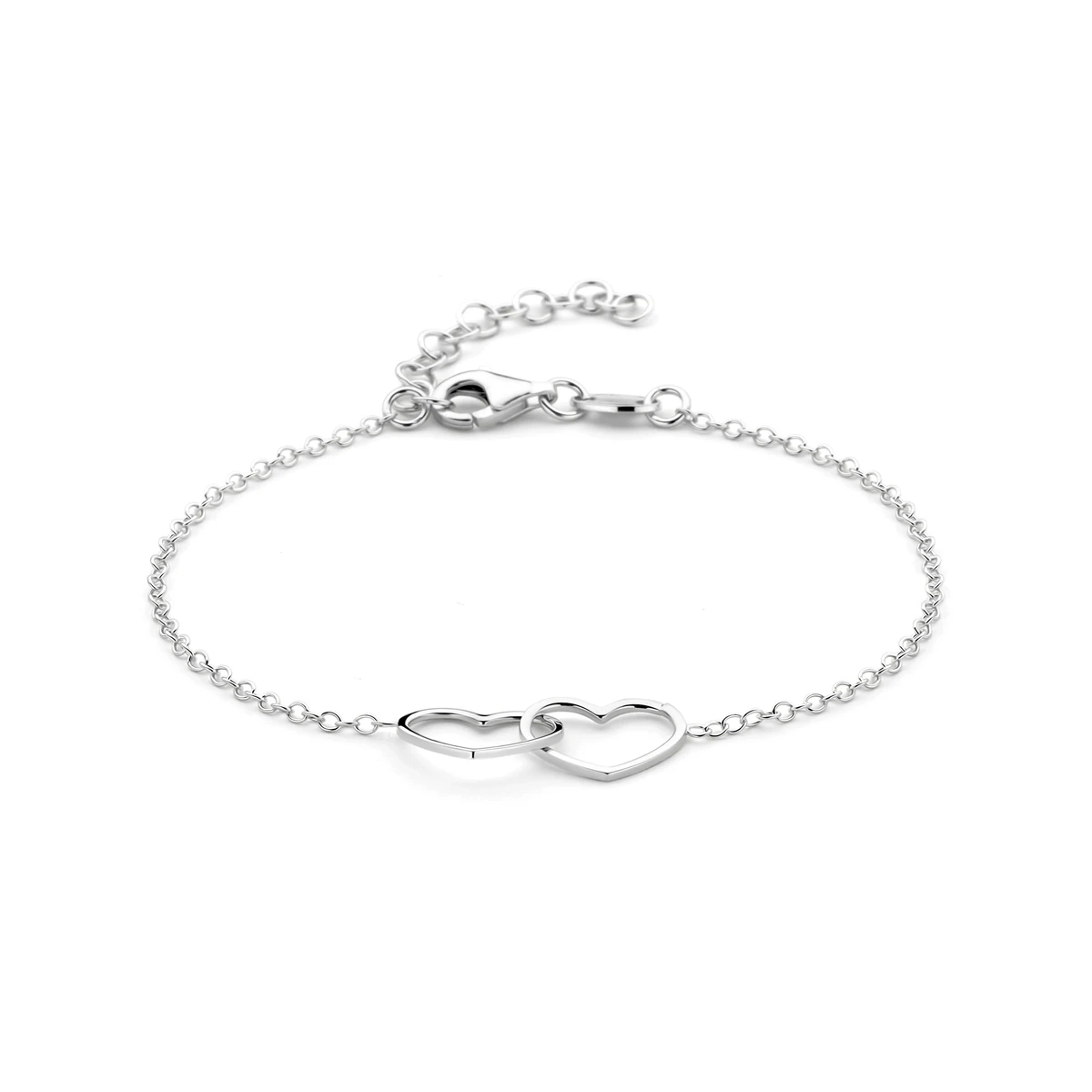 armband hart 1,2 mm 16 + 3 cm zilver gerhodineerd