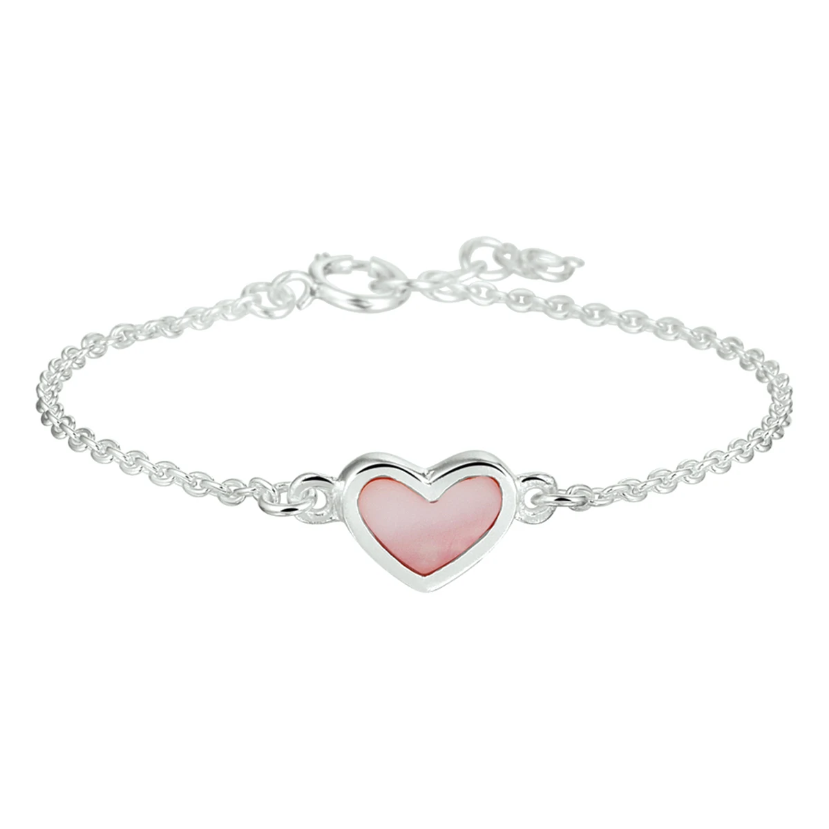 armband hart 13 - 15 cm zilver wit