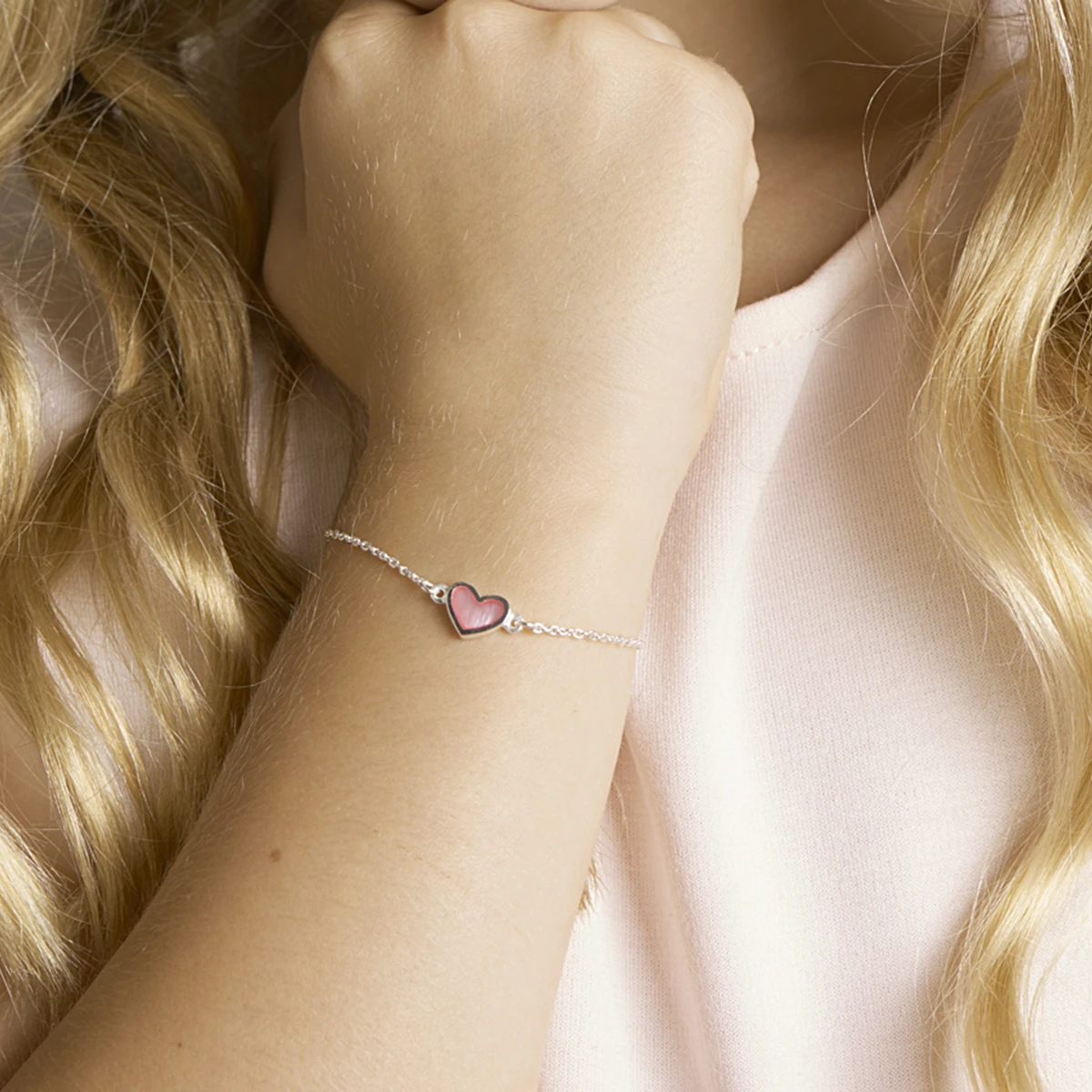 armband hart 13 - 15 cm zilver wit