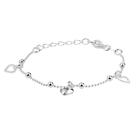 armband hart 13 + 3 cm zilver gerhodineerd