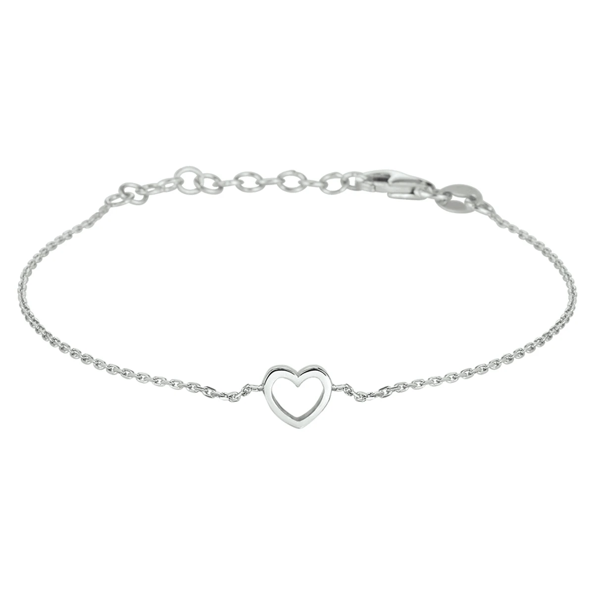armband hart 15 + 3 cm zilver gerhodineerd