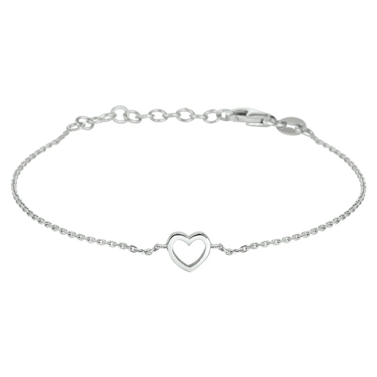 armband hart 15 + 3 cm zilver gerhodineerd