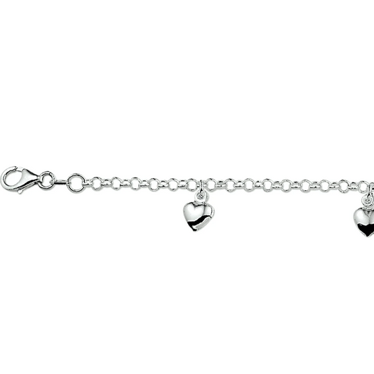 armband hart 15 cm zilver gerhodineerd