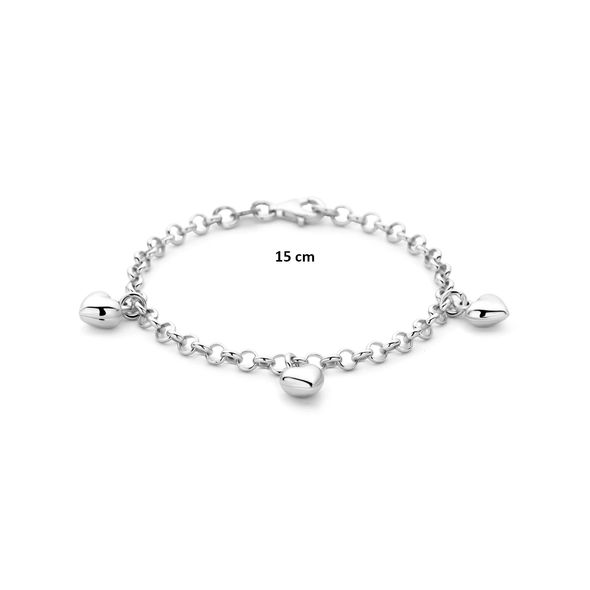 armband hart 15 cm zilver gerhodineerd