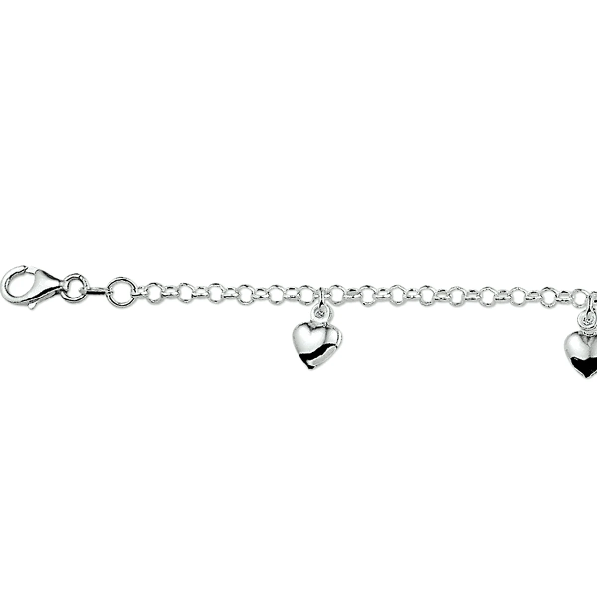 armband hart 15 cm zilver wit
