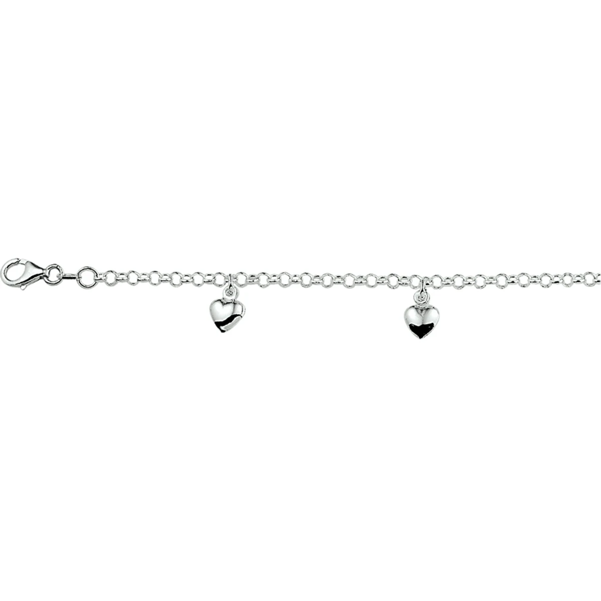 armband hart 15 cm zilver wit