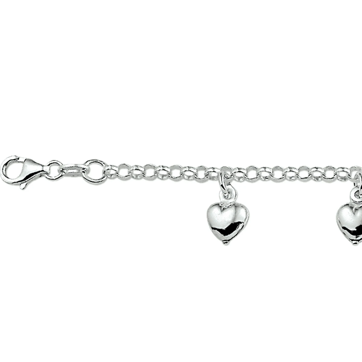 armband hart 15 cm zilver wit