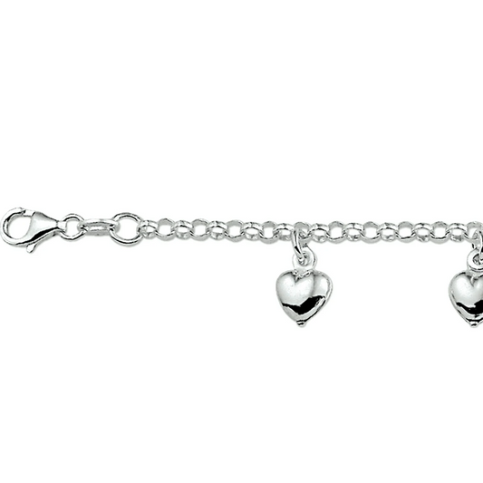 armband hart 15 cm zilver wit