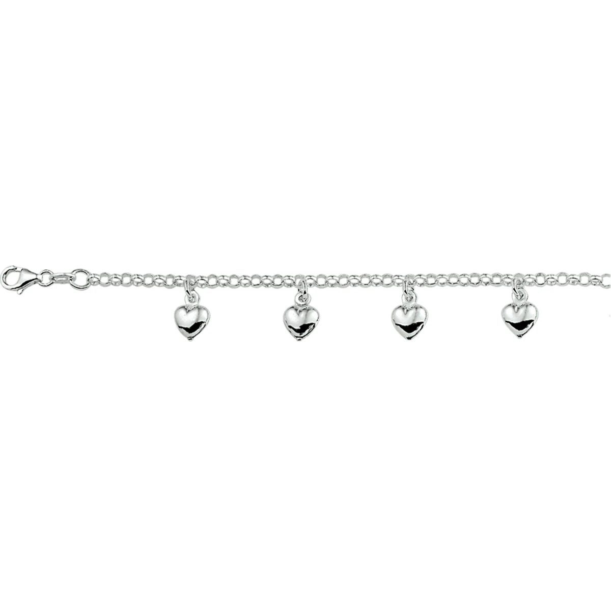 armband hart 15 cm zilver wit