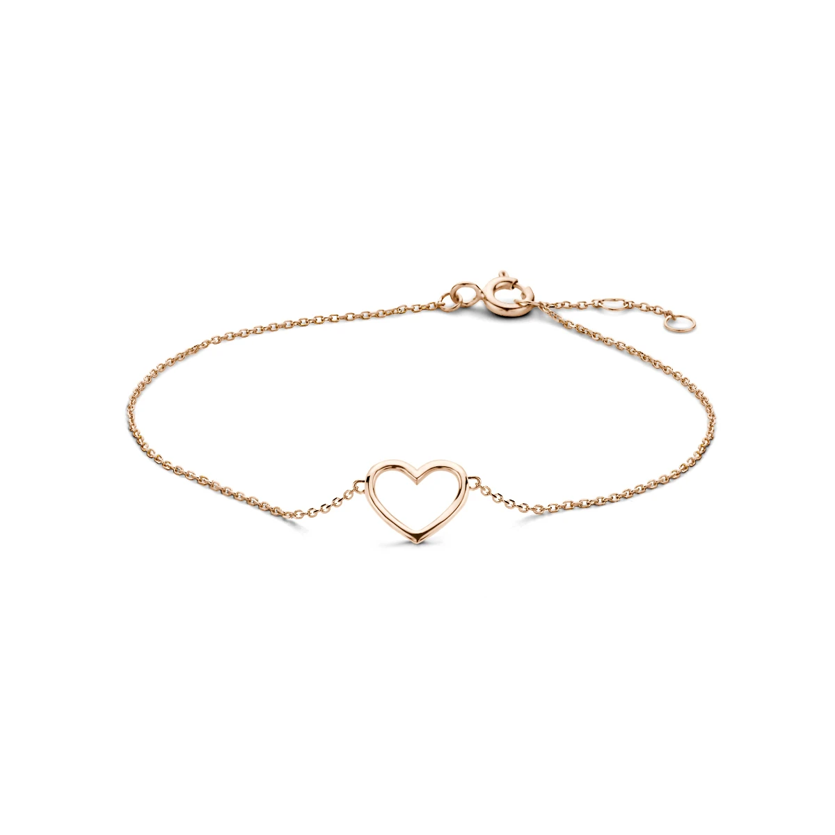 armband hart 16 - 17 - 18 cm 14K roségoud