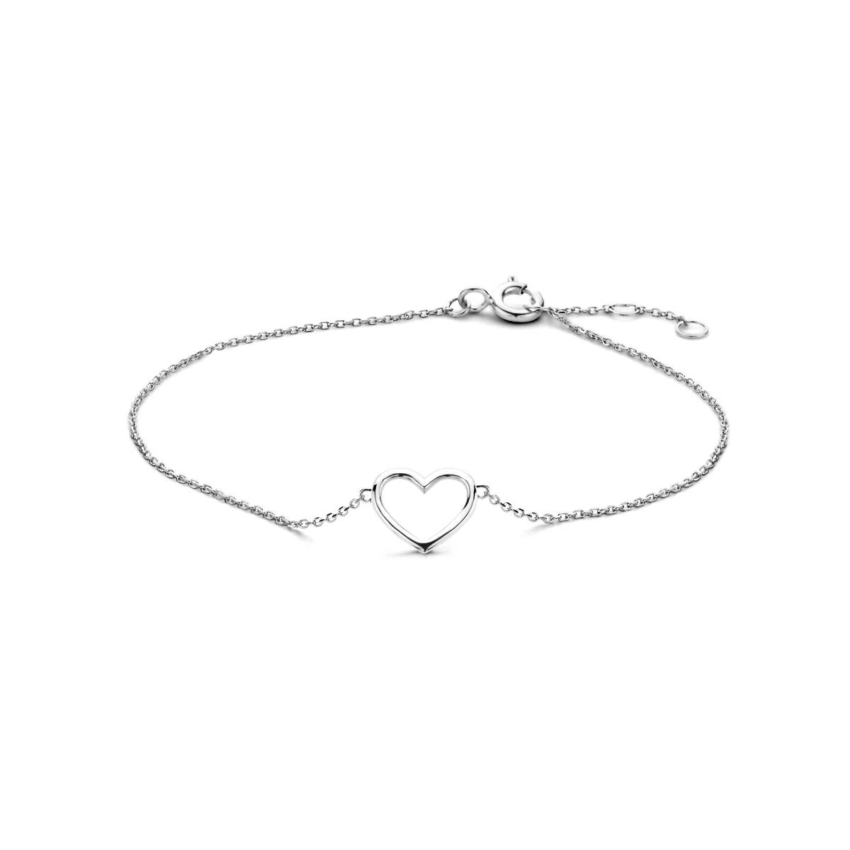 armband hart 16 - 17 - 18 cm 14K witgoud