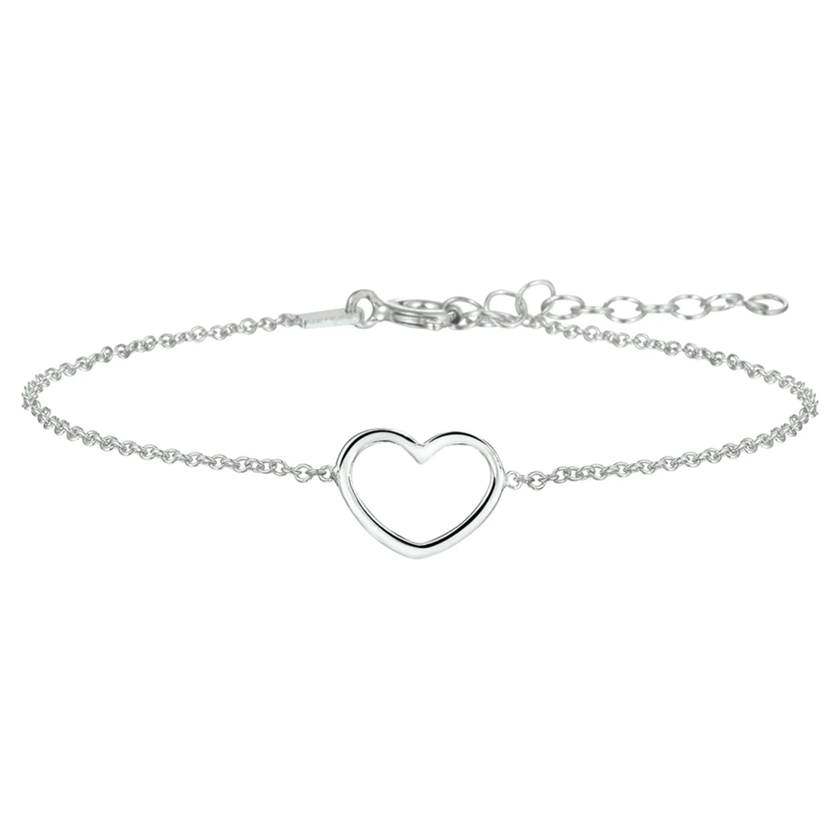 armband hart 16 + 3 cm zilver gerhodineerd