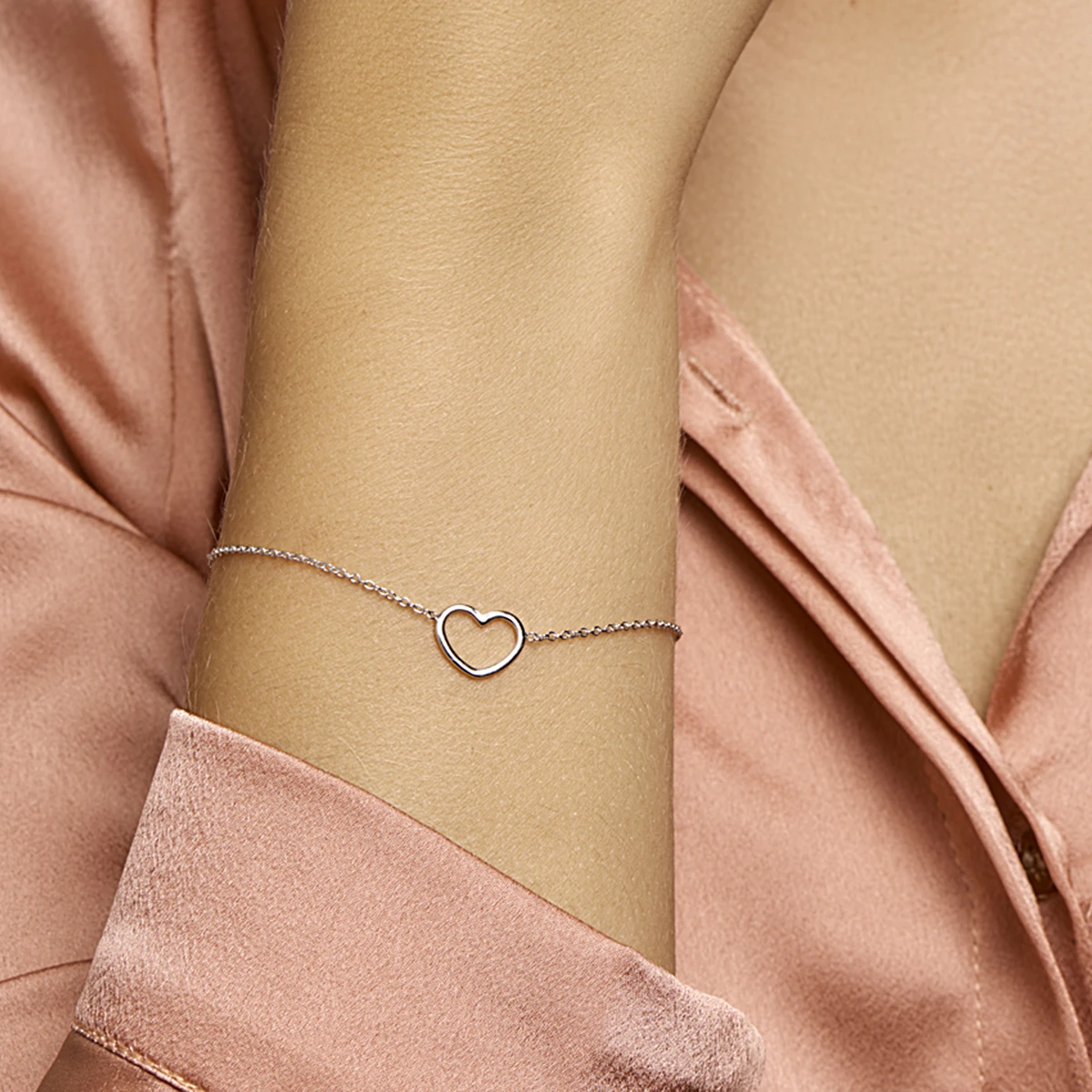 armband hart 16 + 3 cm zilver gerhodineerd