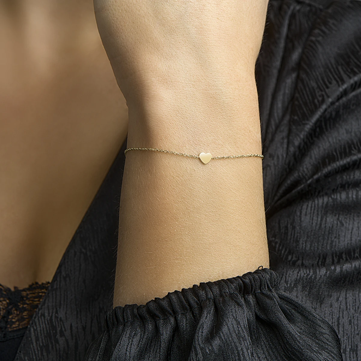 armband hart 17 - 18,5 cm 14K geelgoud